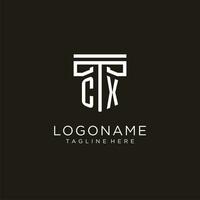 CX initial logo with geometric pillar style design vector