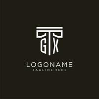 GX initial logo with geometric pillar style design vector