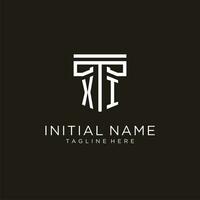 XI initial logo with geometric pillar style design vector