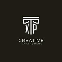 XP initial logo with geometric pillar style design vector