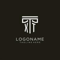 XT initial logo with geometric pillar style design vector