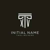 XV initial logo with geometric pillar style design vector