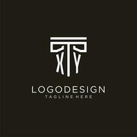 XY initial logo with geometric pillar style design vector