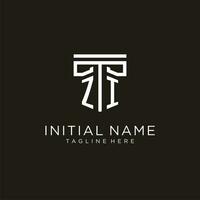 ZI initial logo with geometric pillar style design vector