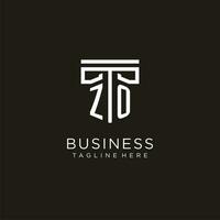ZO initial logo with geometric pillar style design vector