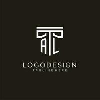AL initial logo with geometric pillar style design vector