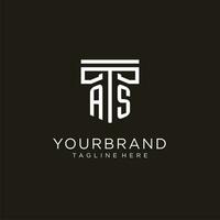 AS initial logo with geometric pillar style design vector