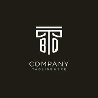 BQ initial logo with geometric pillar style design vector