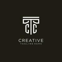 CC initial logo with geometric pillar style design vector