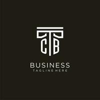 CB initial logo with geometric pillar style design vector
