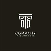 DD initial logo with geometric pillar style design vector