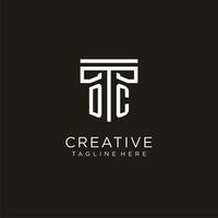 DC initial logo with geometric pillar style design vector