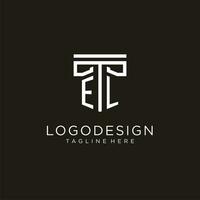 EL initial logo with geometric pillar style design vector