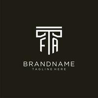 FA initial logo with geometric pillar style design vector