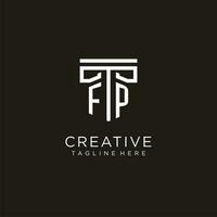 FP initial logo with geometric pillar style design vector