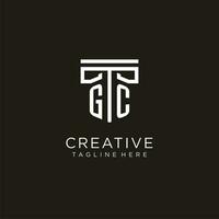 GC initial logo with geometric pillar style design vector