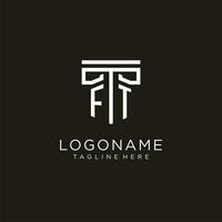 FT initial logo with geometric pillar style design vector