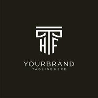 HF initial logo with geometric pillar style design vector