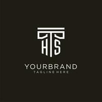 HS initial logo with geometric pillar style design vector