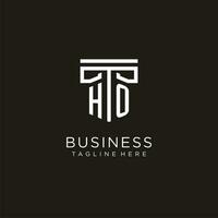 HO initial logo with geometric pillar style design vector