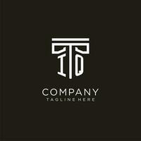 IQ initial logo with geometric pillar style design vector