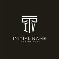 IV initial logo with geometric pillar style design vector