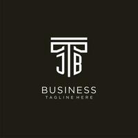 JB initial logo with geometric pillar style design vector