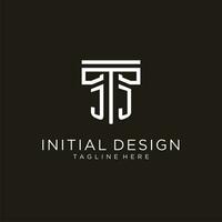 JJ initial logo with geometric pillar style design vector