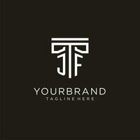 JF initial logo with geometric pillar style design vector