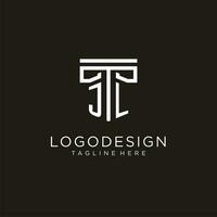 JL initial logo with geometric pillar style design vector