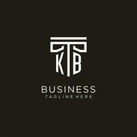 KB initial logo with geometric pillar style design vector