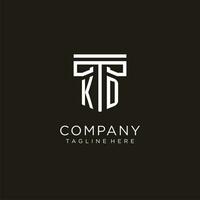 KD initial logo with geometric pillar style design vector