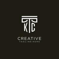 KC initial logo with geometric pillar style design vector