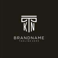 KN initial logo with geometric pillar style design vector