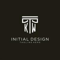 KW initial logo with geometric pillar style design vector