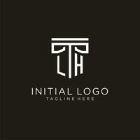 LH initial logo with geometric pillar style design vector