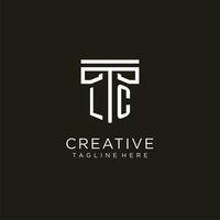 LC initial logo with geometric pillar style design vector