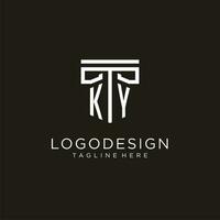 KY initial logo with geometric pillar style design vector