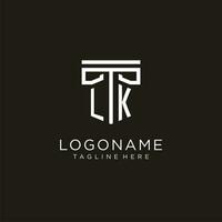 LK initial logo with geometric pillar style design vector