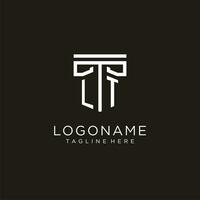 LT initial logo with geometric pillar style design vector