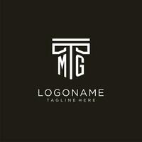 MG initial logo with geometric pillar style design vector