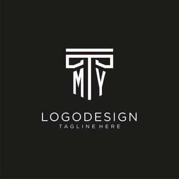 mi inicial logo con geométrico pilar estilo diseño vector