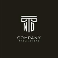 ND initial logo with geometric pillar style design vector