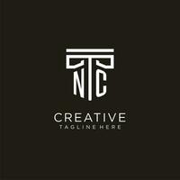 NC initial logo with geometric pillar style design vector