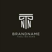 NN initial logo with geometric pillar style design vector
