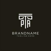 PA initial logo with geometric pillar style design vector