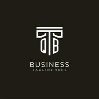 QB initial logo with geometric pillar style design vector