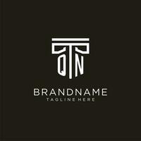 QN initial logo with geometric pillar style design vector
