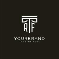 RF initial logo with geometric pillar style design vector