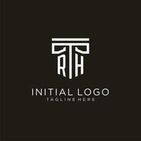 RH initial logo with geometric pillar style design vector